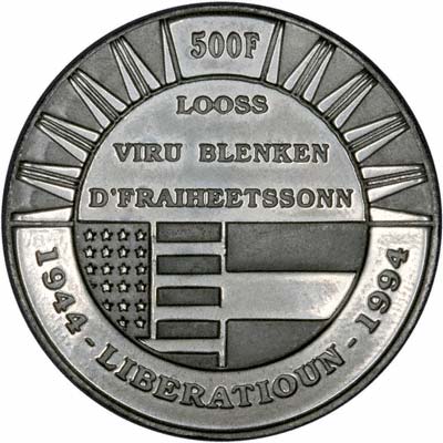 Reverse of Luxembourg 500 Francs