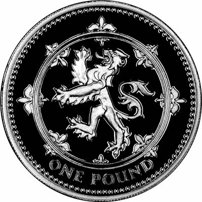 Reverse of 1994 £1 Coin Showing the Scottish Lion Rampant
