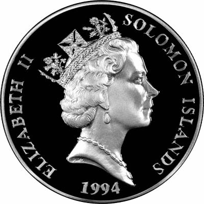 Obverse of 1992 Solomon Islands Coronation Anniversary Silver Proof 10 Dollars