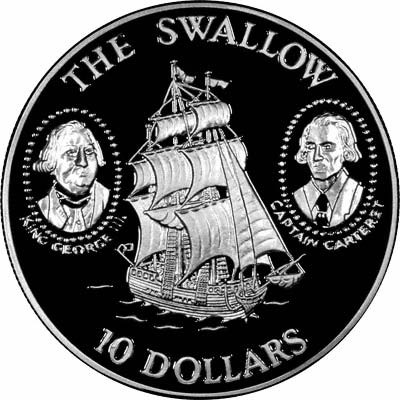 Reverse of 1992 Solomon Islands Coronation Anniversary Silver Proof 10 Dollars