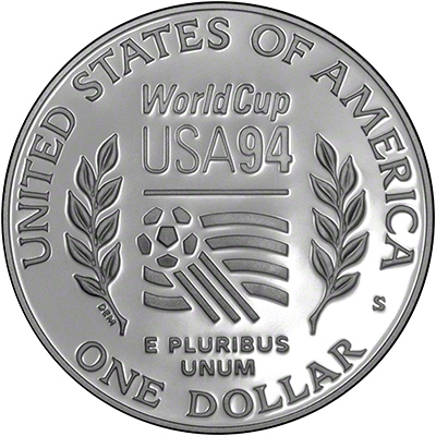 Reverse of 1994 USA World Cup Silver Dollar