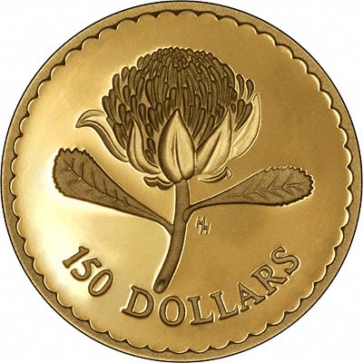 Waratah Flower on Reverse of 1995 Australian $150 Gold Proof Coin