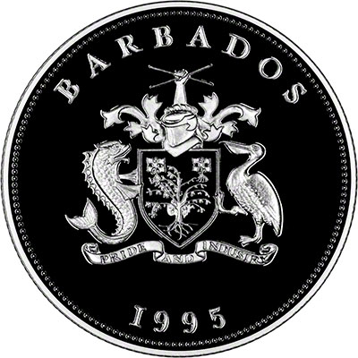 1995 Barbados one doller- Queen Mother OBV