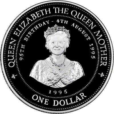 1995 Barbados $1 Queen Mother - REV