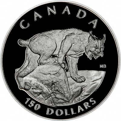 Canada Lynx on Reverse of 1995 Half Ounce Platinum Proof Canadian $150 Coin