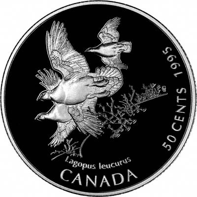 Reverse of 1995 White Tailed Ptarmigan 50 Cent