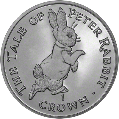 1995 Gibraltar Peter Rabbit One Crown Coin Reverse