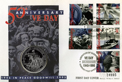 1995 guernsey £2 - VE Day PNC