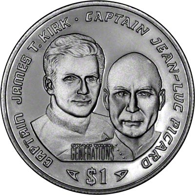 Reverse of 1995 Liberian $10 Star Trek Coin