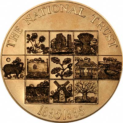 Obverse of 1995 Royal Mint Centenary National Trust Gold Medallion