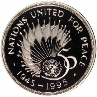 Reverse of 1995 Silver Proof Two Pound Coin - United Nation
