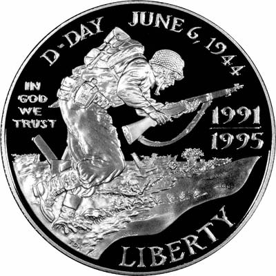 Obverse of 1995 Silver Proof One Dollar