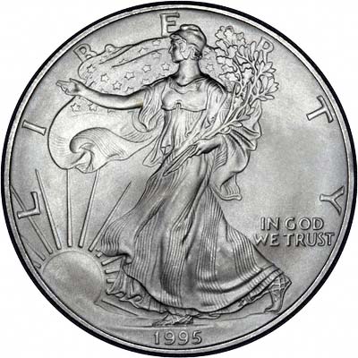 Obverse of 1996 American One Dollar Silver Proof Coin