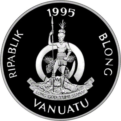 Obverse of 1995 Vanuatu Silver Proof 100 Vatu