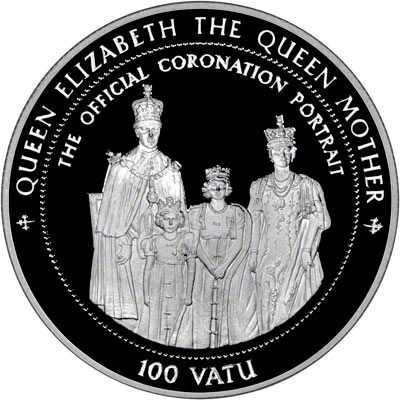 Reverse of 1995 Vanuatu Silver Proof 100 Vatu