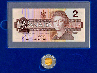 1996 Canadian Two Dollars Proof Coin and Bank Note Set