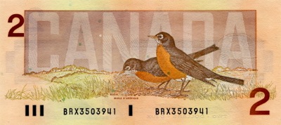 Reverse of 1986 Two Dollars Bank Note