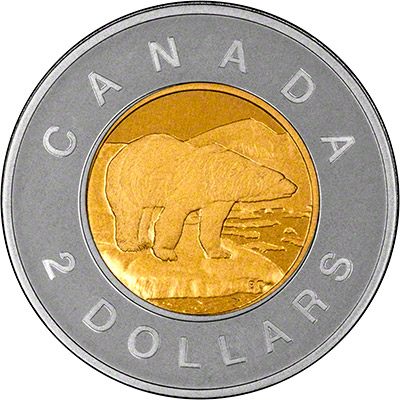 Reverse of 1996 Polar Bear Proof Two Dollars Coin