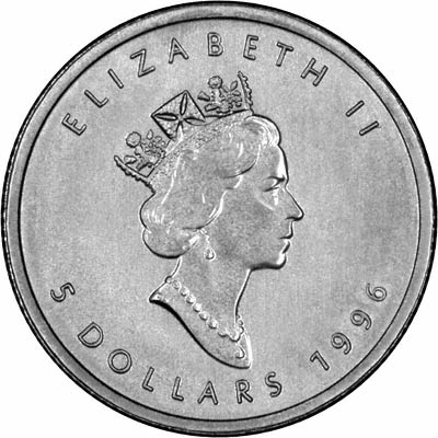 Obverse of Tenth Ounce Canadian Maple in Platinum