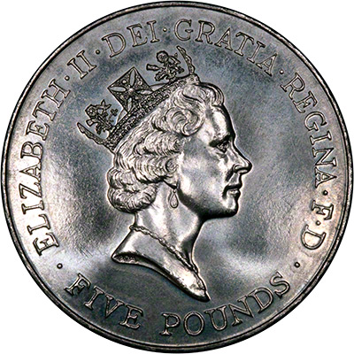 1996 Queens 70th Birthday £5 Crown - Obverse