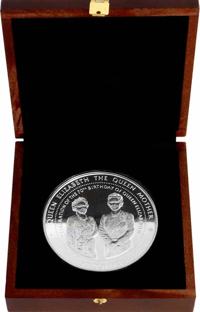 Obverse of 1996 Solomon Islands $5 Queen's Seventieth Birthday State Opening of Parliment Silver Coin