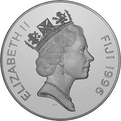 Obverse of 1996 Fiji Queen Mother Silver Proof One Kilo Coin