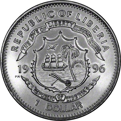 Obverse of 1996 Liberian $10 Star Trek Coin