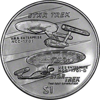 Reverse of 1996 Liberian $10 Star Trek Coin