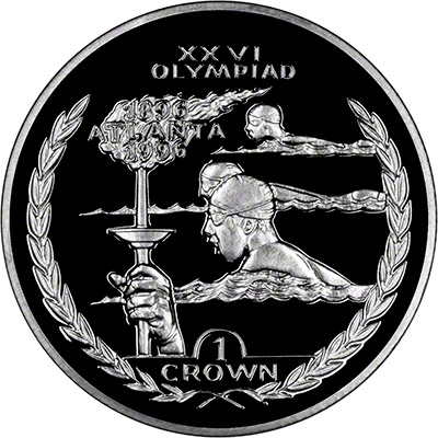 Reverse of 1996 Manx Olympic Crown - Swimming