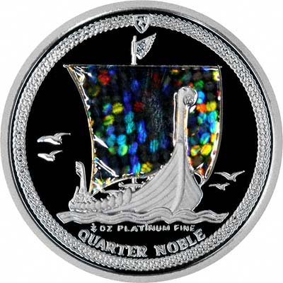 Reverse of 1996 Manx Quarter Ounce Platinum Noble with Hologram