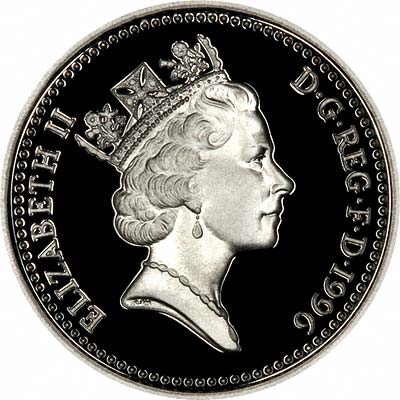 Obverse of 1996 Silver Proof Pound Coin