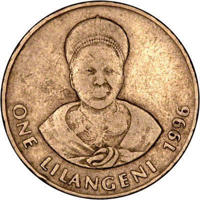 Obverse of 1996 Swaziland 1 Lilangeni