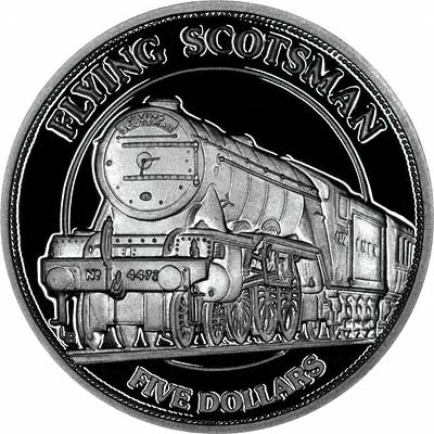 Flying Scotsman on Reverse of 1996 Turks & Caicos Islands Silver Proof Crown