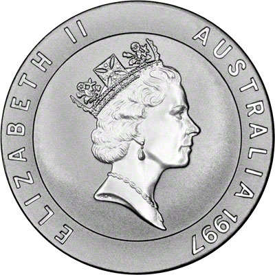 Obverse of 1997 Australia Silver Proof Ten Dollars