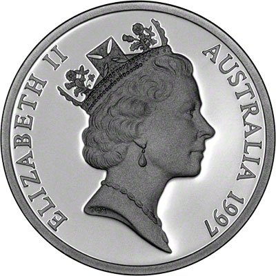 Obverse of 1997 Australia Silver Proof Five Dollars
