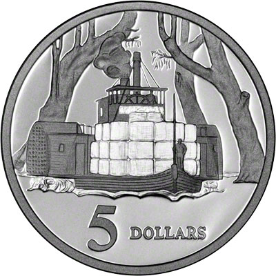 Reverse of 1997 Australia Silver Proof Five Dollars - Riverboat