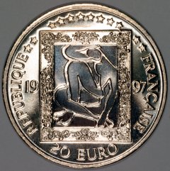 Nu Bleu on Reverse of 1997 French 20 Euro Pattern Crown