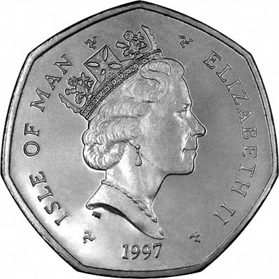 Obverse of 1997 Manx Fifty Pence