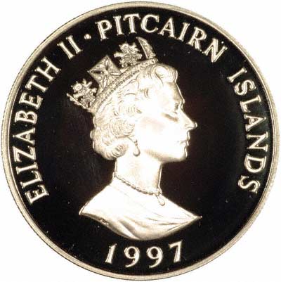 Obverse of 1997 Pitcairn Islands Queen Mother Coin