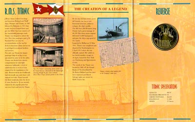 Reverse of 1997 RMS Titanic Commemorative Medallion