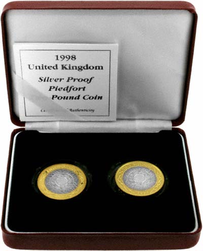 1997 and 1998 Silver Proof Piedfort Two Coin Set