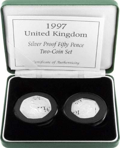 1997 Silver Proof Pair of Fifty Pences in Presentation Box