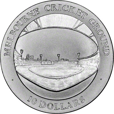 Reverse of 1998 Australia Silver Proof Ten Dollars - Melbourne Cricket Ground