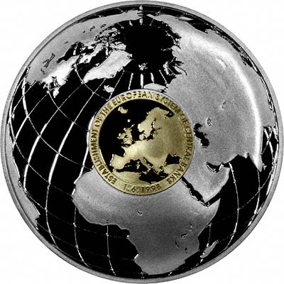 1998 Reverse of Establishment Of the European System Of Central Banks Silver Medallion