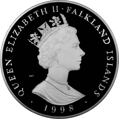 Obverse of 1998 Falkland Island Queen Mother Crown