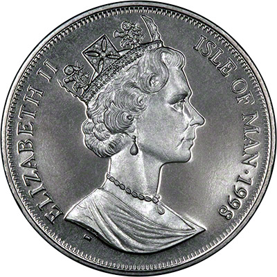 Obverse of 1998 Manx One Crown - World Cup 