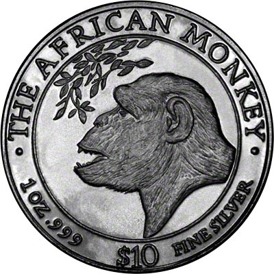 1998 somalia silver one ounce monkey - reverse