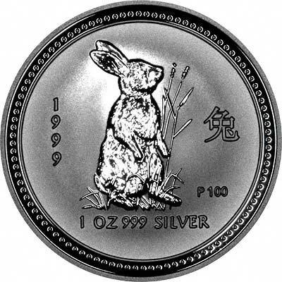 Reverse of 1999 Australian Year of the Rabbit Silver Dollar