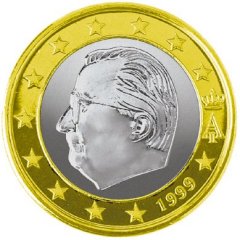 Obverse of Belgian 1 Euro Dated 1999