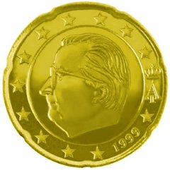 Obverse of Belgian 20 Euro Cent Coin